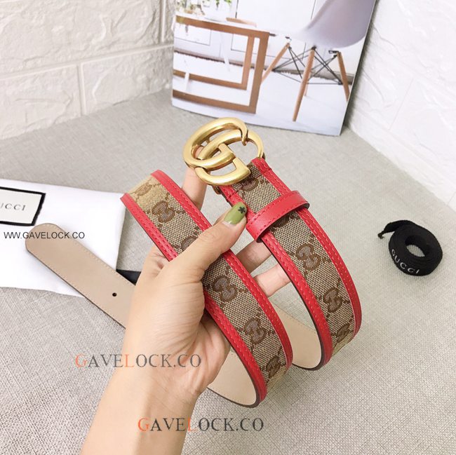 Gucci Classic Belt Handmade Original Size Brown & Red